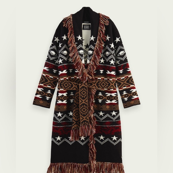 Scotch & Soda Jacquard woven fringed cardigan M - Picture 2 of 8